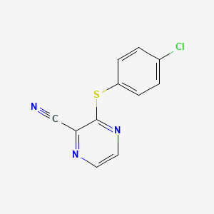 molecular formula C11H6ClN3S B2949767 3-[(4-Chlorophenyl)sulfanyl]-2-pyrazinecarbonitrile CAS No. 400076-17-7