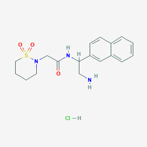 molecular formula C18H24ClN3O3S B2949776 N-(2-Amino-1-naphthalen-2-ylethyl)-2-(1,1-dioxothiazinan-2-yl)acetamide;hydrochloride CAS No. 2416234-30-3