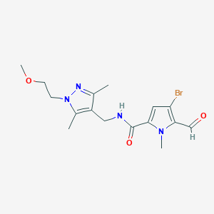 4-Bromo-5-formyl-N-[[1-(2-methoxyethyl)-3,5-dimethylpyrazol-4-yl]methyl]-1-methylpyrrole-2-carboxamide
