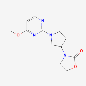 molecular formula C12H16N4O3 B2949793 3-[1-(4-Methoxypyrimidin-2-yl)pyrrolidin-3-yl]-1,3-oxazolidin-2-one CAS No. 2380169-26-4
