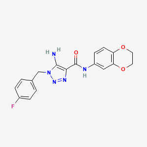 molecular formula C18H16FN5O3 B2949840 5-amino-N-(2,3-dihydro-1,4-benzodioxin-6-yl)-1-(4-fluorobenzyl)-1H-1,2,3-triazole-4-carboxamide CAS No. 899736-64-2