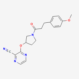 molecular formula C19H20N4O3 B2949843 3-((1-(3-(4-Methoxyphenyl)propanoyl)pyrrolidin-3-yl)oxy)pyrazine-2-carbonitrile CAS No. 2034205-68-8