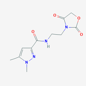 molecular formula C11H14N4O4 B2949846 N-(2-(2,4-dioxooxazolidin-3-yl)ethyl)-1,5-dimethyl-1H-pyrazole-3-carboxamide CAS No. 2034535-79-8