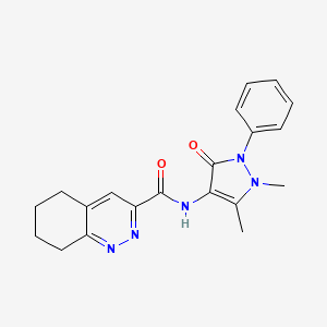 molecular formula C20H21N5O2 B2949847 N-(1,5-Dimethyl-3-oxo-2-phenylpyrazol-4-yl)-5,6,7,8-tetrahydrocinnoline-3-carboxamide CAS No. 2415620-58-3
