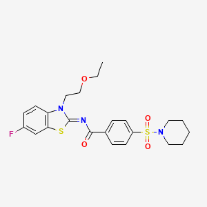 molecular formula C23H26FN3O4S2 B2949854 (Z)-N-(3-(2-ethoxyethyl)-6-fluorobenzo[d]thiazol-2(3H)-ylidene)-4-(piperidin-1-ylsulfonyl)benzamide CAS No. 865162-95-4