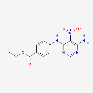 molecular formula C13H13N5O4 B2949888 Ethyl 4-((6-amino-5-nitropyrimidin-4-yl)amino)benzoate CAS No. 450345-16-1
