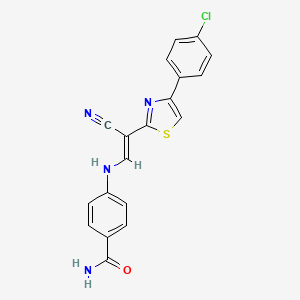 (E)-4-((2-(4-(4-chlorophenyl)thiazol-2-yl)-2-cyanovinyl)amino)benzamide
