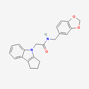 molecular formula C21H20N2O3 B2949919 N-(benzo[d][1,3]dioxol-5-ylmethyl)-2-(2,3-dihydrocyclopenta[b]indol-4(1H)-yl)acetamide CAS No. 1203002-59-8