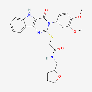 2-((3-(3,4-dimethoxyphenyl)-4-oxo-4,5-dihydro-3H-pyrimido[5,4-b]indol-2-yl)thio)-N-((tetrahydrofuran-2-yl)methyl)acetamide