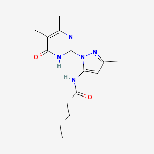 molecular formula C15H21N5O2 B2949969 N-(1-(4,5-dimethyl-6-oxo-1,6-dihydropyrimidin-2-yl)-3-methyl-1H-pyrazol-5-yl)pentanamide CAS No. 1004637-77-7