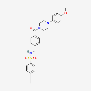 molecular formula C29H35N3O4S B2949970 4-(tert-butyl)-N-(4-(4-(4-methoxyphenyl)piperazine-1-carbonyl)benzyl)benzenesulfonamide CAS No. 727689-24-9
