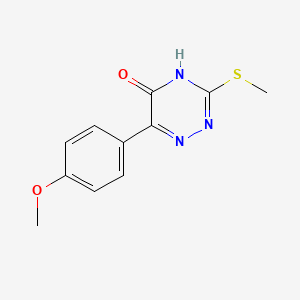 molecular formula C11H11N3O2S B2949982 6-(4-Methoxyphenyl)-3-(methylsulfanyl)-1,2,4-triazin-5-ol CAS No. 538314-91-9
