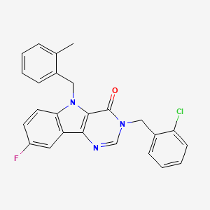 molecular formula C25H19ClFN3O B2949992 3-(2-chlorobenzyl)-8-fluoro-5-(2-methylbenzyl)-3,5-dihydro-4H-pyrimido[5,4-b]indol-4-one CAS No. 1216578-31-2