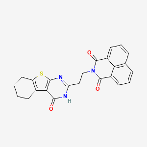 molecular formula C24H19N3O3S B2949998 2-[2-(4-oxo-5,6,7,8-tetrahydro-3H-[1]benzothiolo[2,3-d]pyrimidin-2-yl)ethyl]benzo[de]isoquinoline-1,3-dione CAS No. 302949-20-8