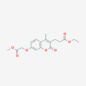 molecular formula C18H20O7 B2950004 Ethyl 3-[7-(2-methoxy-2-oxoethoxy)-4-methyl-2-oxochromen-3-yl]propanoate CAS No. 858752-84-8