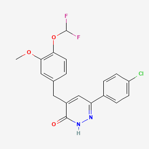 molecular formula C19H15ClF2N2O3 B2950019 6-(4-Chlorophenyl)-4-[4-(difluoromethoxy)-3-methoxybenzyl]pyridazin-3-ol CAS No. 1435979-85-3
