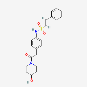 molecular formula C21H24N2O4S B2950023 (E)-N-(4-(2-(4-hydroxypiperidin-1-yl)-2-oxoethyl)phenyl)-2-phenylethenesulfonamide CAS No. 1235678-33-7