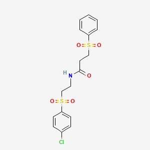 molecular formula C17H18ClNO5S2 B2950025 N-{2-[(4-chlorophenyl)sulfonyl]ethyl}-3-(phenylsulfonyl)propanamide CAS No. 337923-29-2