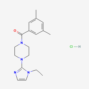 molecular formula C18H25ClN4O B2950039 (3,5-dimethylphenyl)(4-(1-ethyl-1H-imidazol-2-yl)piperazin-1-yl)methanone hydrochloride CAS No. 1331143-77-1