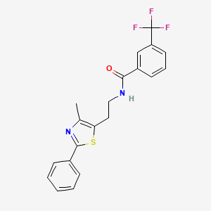 molecular formula C20H17F3N2OS B2950045 N-[2-(4-methyl-2-phenyl-1,3-thiazol-5-yl)ethyl]-3-(trifluoromethyl)benzamide CAS No. 893995-33-0