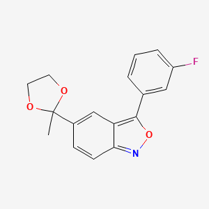 molecular formula C17H14FNO3 B2950048 3-(3-Fluorophenyl)-5-(2-methyl-1,3-dioxolan-2-yl)-2,1-benzoxazole CAS No. 383147-30-6