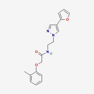 molecular formula C18H19N3O3 B2950049 N-(2-(4-(furan-2-yl)-1H-pyrazol-1-yl)ethyl)-2-(o-tolyloxy)acetamide CAS No. 2034511-48-1