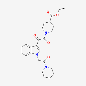 ethyl 1-(2-oxo-2-(1-(2-oxo-2-(piperidin-1-yl)ethyl)-1H-indol-3-yl)acetyl)piperidine-4-carboxylate