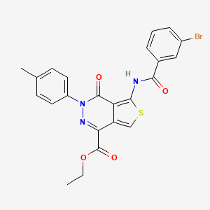 molecular formula C23H18BrN3O4S B2950053 Ethyl 5-[(3-bromobenzoyl)amino]-3-(4-methylphenyl)-4-oxothieno[3,4-d]pyridazine-1-carboxylate CAS No. 851948-30-6
