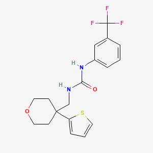 molecular formula C18H19F3N2O2S B2950059 1-((4-(thiophen-2-yl)tetrahydro-2H-pyran-4-yl)methyl)-3-(3-(trifluoromethyl)phenyl)urea CAS No. 1206984-78-2