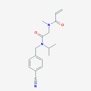 molecular formula C17H21N3O2 B2950063 N-[2-[(4-Cyanophenyl)methyl-propan-2-ylamino]-2-oxoethyl]-N-methylprop-2-enamide CAS No. 2361698-46-4