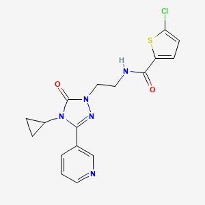 molecular formula C17H16ClN5O2S B2950066 5-chloro-N-(2-(4-cyclopropyl-5-oxo-3-(pyridin-3-yl)-4,5-dihydro-1H-1,2,4-triazol-1-yl)ethyl)thiophene-2-carboxamide CAS No. 1787917-49-0