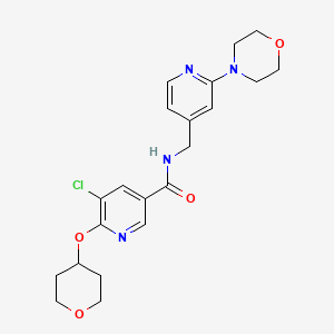 molecular formula C21H25ClN4O4 B2950067 5-chloro-N-((2-morpholinopyridin-4-yl)methyl)-6-((tetrahydro-2H-pyran-4-yl)oxy)nicotinamide CAS No. 1904421-26-6