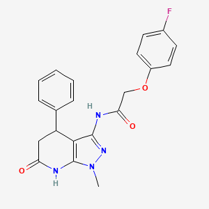 molecular formula C21H19FN4O3 B2950073 2-(4-氟苯氧基)-N-(1-甲基-6-氧代-4-苯基-4,5,6,7-四氢-1H-吡唑并[3,4-b]吡啶-3-基)乙酰胺 CAS No. 1171977-41-5