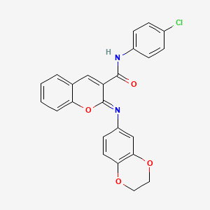 B2950090 (2Z)-N-(4-chlorophenyl)-2-(2,3-dihydro-1,4-benzodioxin-6-ylimino)-2H-chromene-3-carboxamide CAS No. 1327196-75-7