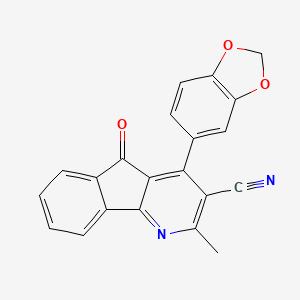 molecular formula C21H12N2O3 B2950091 4-(1,3-benzodioxol-5-yl)-2-methyl-5-oxo-5H-indeno[1,2-b]pyridine-3-carbonitrile CAS No. 439108-77-7