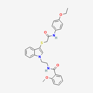 molecular formula C28H29N3O4S B2950112 N-[2-[3-[2-(4-ethoxyanilino)-2-oxoethyl]sulfanylindol-1-yl]ethyl]-2-methoxybenzamide CAS No. 443332-82-9