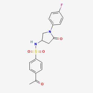 molecular formula C18H17FN2O4S B2950127 4-乙酰基-N-(1-(4-氟苯基)-5-氧代吡咯烷-3-基)苯磺酰胺 CAS No. 905687-33-4