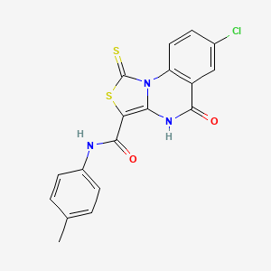 molecular formula C18H12ClN3O2S2 B2950128 7-chloro-5-oxo-1-thioxo-N-(p-tolyl)-4,5-dihydro-1H-thiazolo[3,4-a]quinazoline-3-carboxamide CAS No. 1111062-61-3