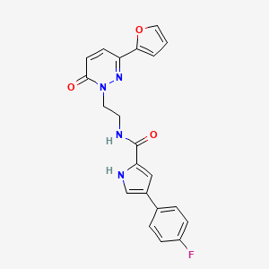 molecular formula C21H17FN4O3 B2950129 4-(4-fluorophenyl)-N-(2-(3-(furan-2-yl)-6-oxopyridazin-1(6H)-yl)ethyl)-1H-pyrrole-2-carboxamide CAS No. 1219841-82-3