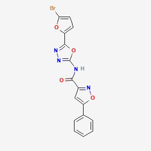 N-(5-(5-bromofuran-2-yl)-1,3,4-oxadiazol-2-yl)-5-phenylisoxazole-3-carboxamide