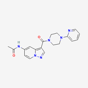 molecular formula C19H20N6O2 B2950132 N-(3-(4-(吡啶-2-基)哌嗪-1-羰基)吡唑并[1,5-a]吡啶-5-基)乙酰胺 CAS No. 2034544-76-6
