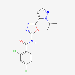molecular formula C15H13Cl2N5O2 B2950150 2,4-dichloro-N-(5-(1-isopropyl-1H-pyrazol-5-yl)-1,3,4-oxadiazol-2-yl)benzamide CAS No. 1172476-51-5