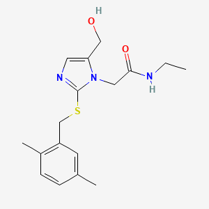2-(2-((2,5-dimethylbenzyl)thio)-5-(hydroxymethyl)-1H-imidazol-1-yl)-N-ethylacetamide