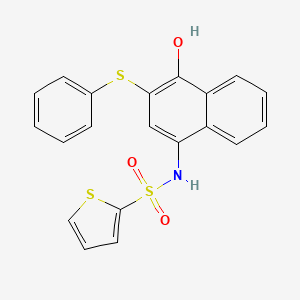 molecular formula C20H15NO3S3 B2950160 N-(4-hydroxy-3-phenylsulfanylnaphthalen-1-yl)thiophene-2-sulfonamide CAS No. 708218-62-6
