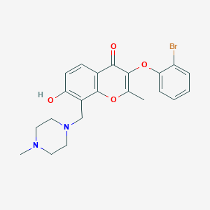 molecular formula C22H23BrN2O4 B2950165 3-(2-Bromophenoxy)-7-hydroxy-2-methyl-8-[(4-methylpiperazin-1-yl)methyl]chromen-4-one CAS No. 848916-35-8