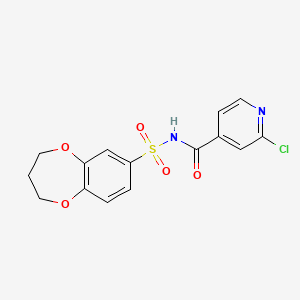 molecular formula C15H13ClN2O5S B2950169 2-chloro-N-(3,4-dihydro-2H-1,5-benzodioxepine-7-sulfonyl)pyridine-4-carboxamide CAS No. 1424445-73-7