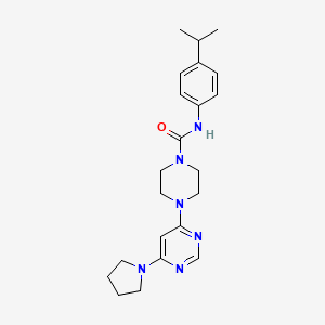 molecular formula C22H30N6O B2950173 N-(4-isopropylphenyl)-4-(6-(pyrrolidin-1-yl)pyrimidin-4-yl)piperazine-1-carboxamide CAS No. 1203138-81-1