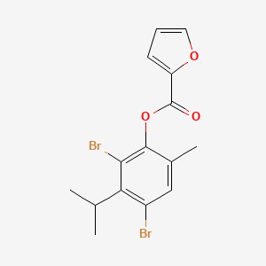 molecular formula C15H14Br2O3 B2950175 2,4-Dibromo-3-isopropyl-6-methylphenyl 2-furoate CAS No. 439094-34-5