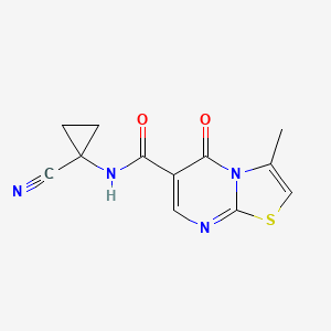 molecular formula C12H10N4O2S B2950182 N-(1-Cyanocyclopropyl)-3-methyl-5-oxo-[1,3]thiazolo[3,2-a]pyrimidine-6-carboxamide CAS No. 2418668-96-7