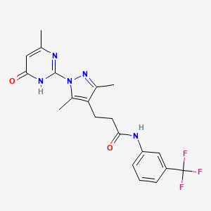 3-(3,5-dimethyl-1-(4-methyl-6-oxo-1,6-dihydropyrimidin-2-yl)-1H-pyrazol-4-yl)-N-(3-(trifluoromethyl)phenyl)propanamide